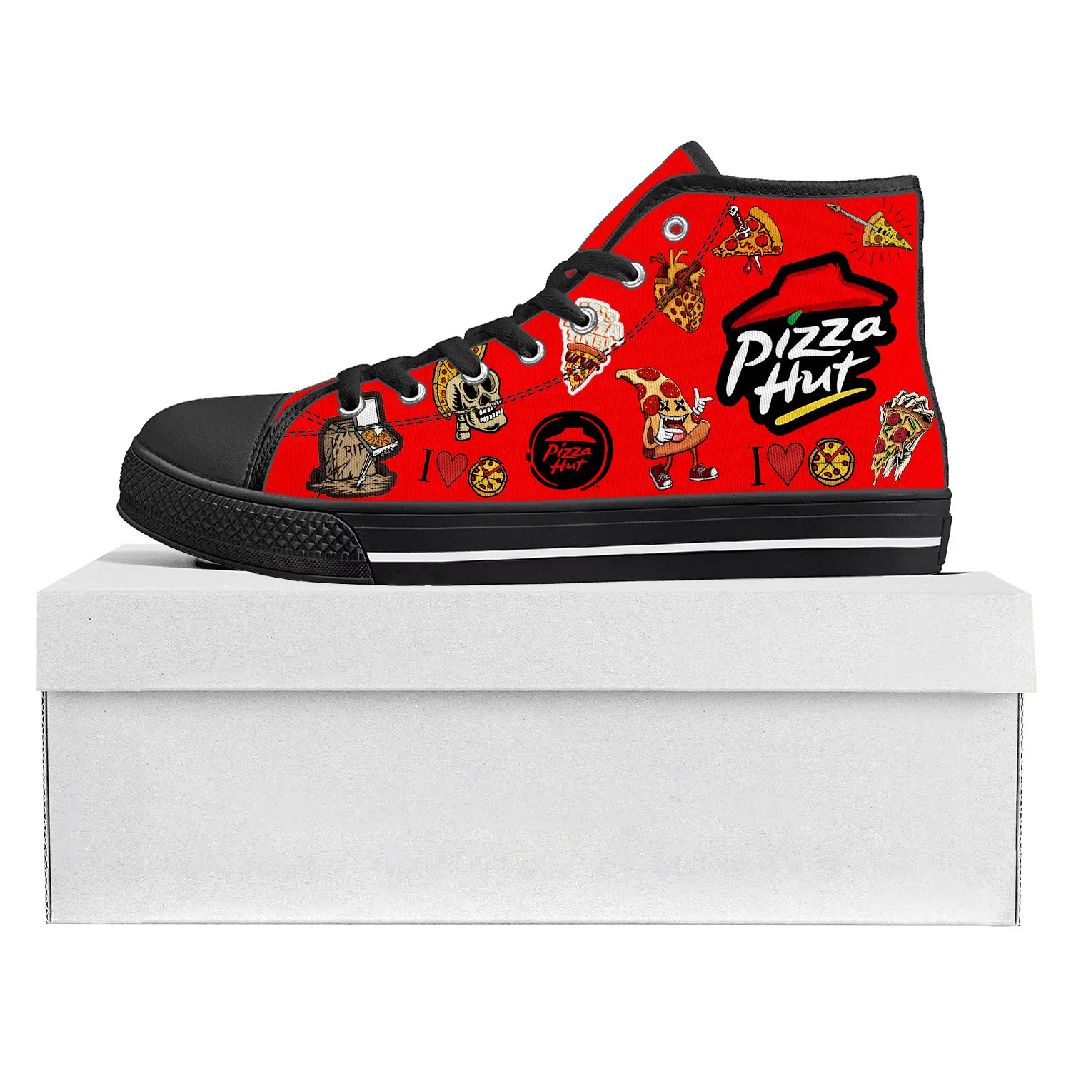 

Pizza Pattern Hut Design High Top High Quality Sneakers Mens Womens Teenager Canvas Sneaker Custom Made Shoe Casual Couple Shoes