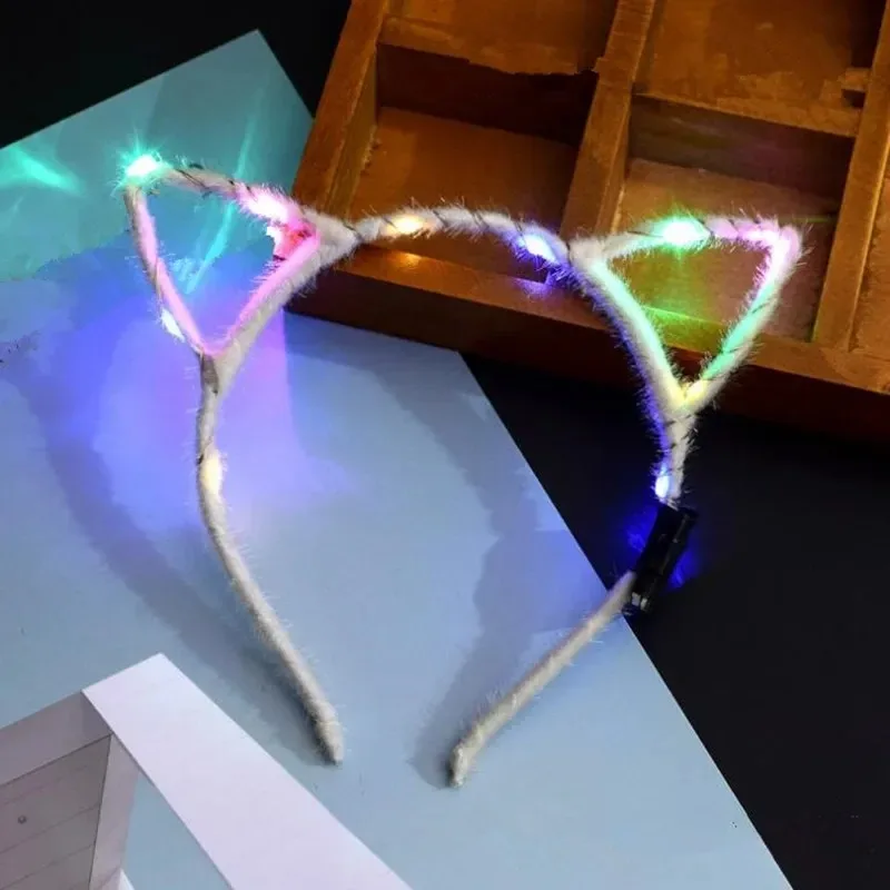 Festive Led Ear Cat Shaped LED Headbands Light Up Flashing Headwear Glow Party Supplies Wedding Birthday Cosplay Halloween - view 3
