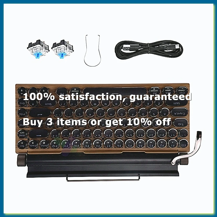 ●Retro Typewriter Keyboard Wireless Bluetooth Mechanical Keyboards 83 Keys Computer Keyboard for Laptop PC Gaming