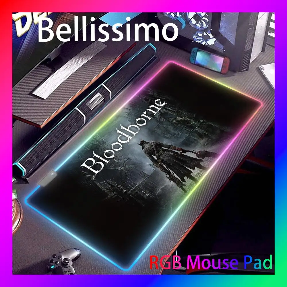 

Bloodborne Large Gaming RGB Mousepad MauseMouse Pad Computer Anime Gamer Desk Mat XXL PC Keyboard Carpet Table Mausepad Overlock