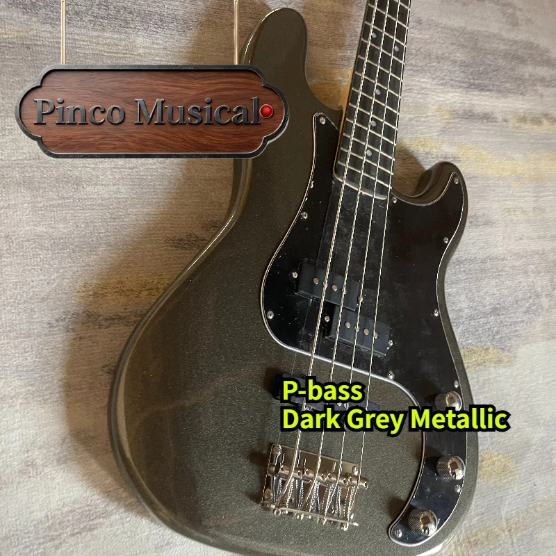 1951 Dark Grey P Bass, P Split Single Coil Pickup Electric Guitar Dark Grey Metallic Finish, 4 String Funk Rock Band