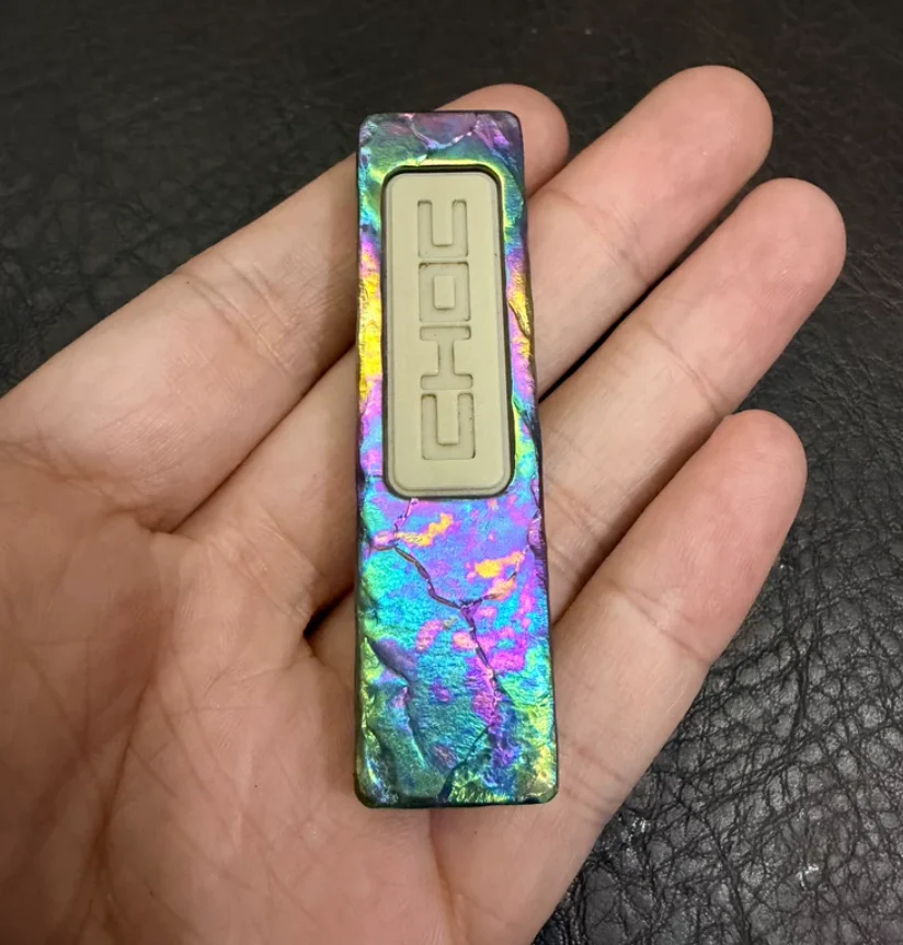 Used EDC Old Cucumber Chocolate Timascus fidget slider decompression toy