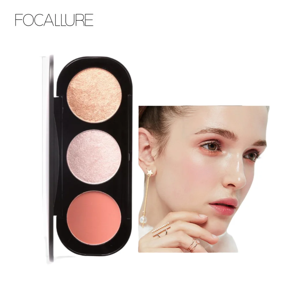 Wholesale FOCALLURE Pigment Blush Peach Palette Makeup Mineral Nourishing Cheek Tint Face Contour Blusher Powder Cream Cosmetics