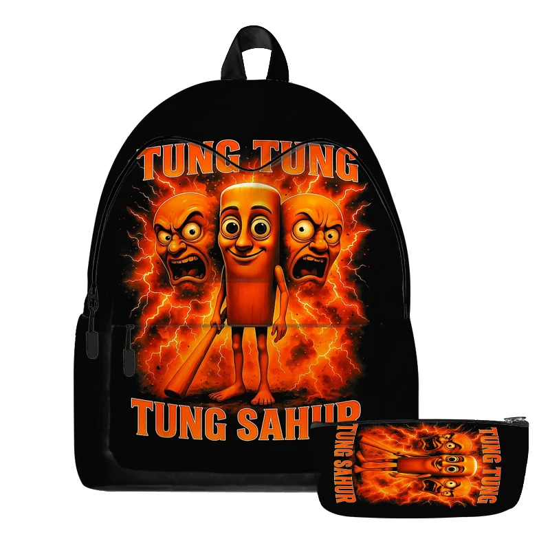Tung Tung Tung Sahur 배낭 Tralalero Tralala 어린이 중학교 가방 남자 배낭 2pcs 십대 Mochila 소년 키즈 선물