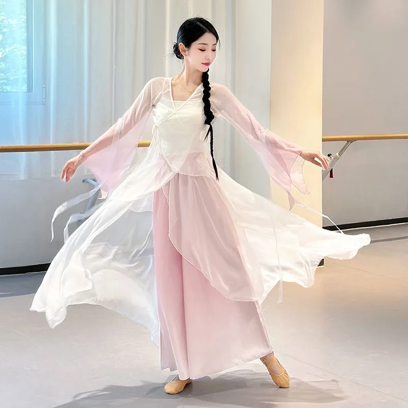 Costumi di danza classica, danza elegante, abiti di garza simili a una fata, ritmo del corpo cinese, Hanfu, abiti da allenamento, spettacoli