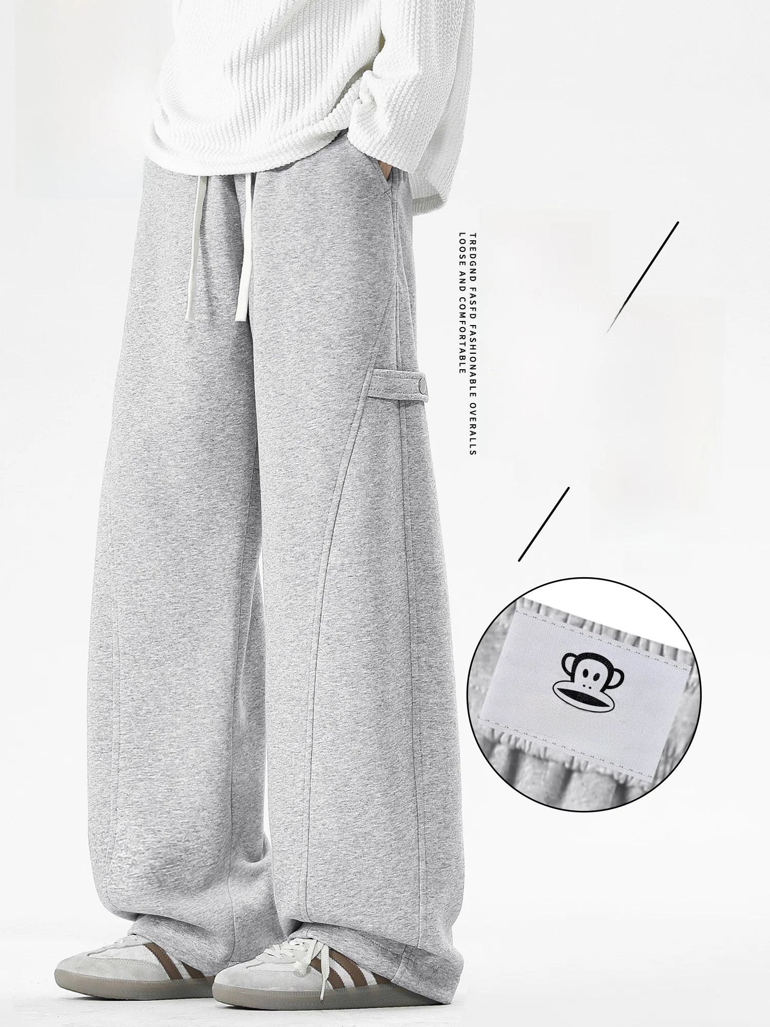 

Мужские повседневные трикотажные спортивные брюки PaulFrank, весенние свободные брюки прямого кроя, устойчивые к выцветанию, удобные, из смеси хлопка и полиэстера