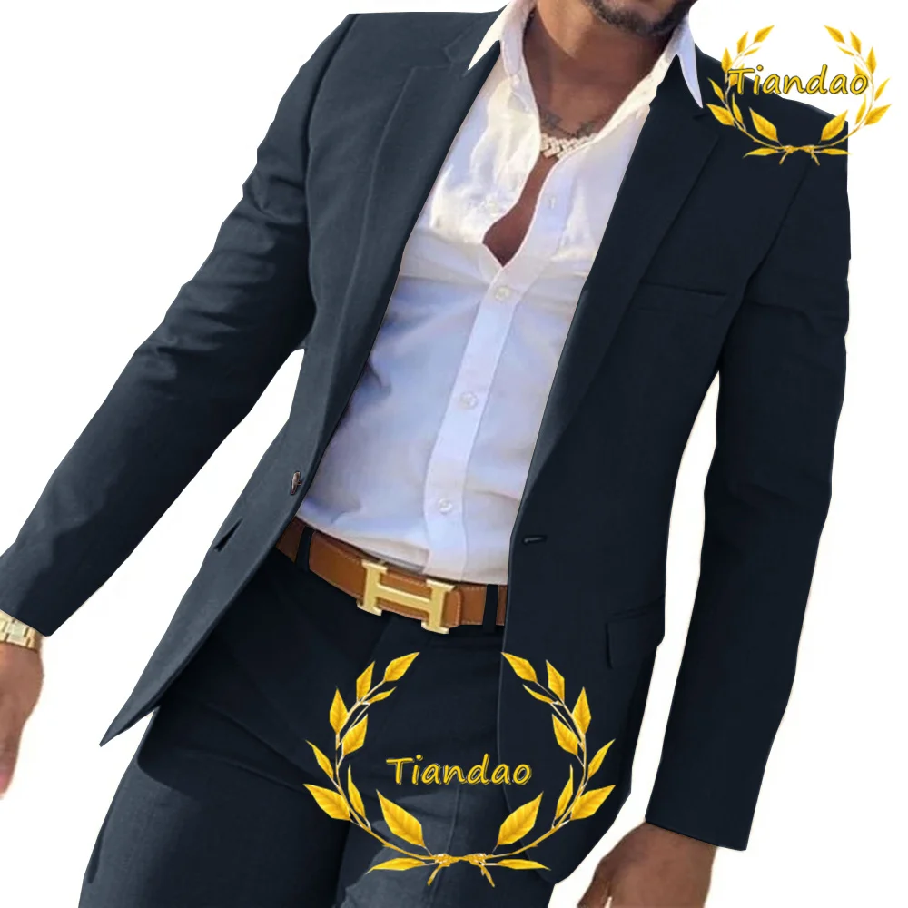 Completo per giacca da lavoro Men2-Piece pantaloni Khaki Wedding Best Man Tuxedo Slim Fit Blazer formale Set personalizzato