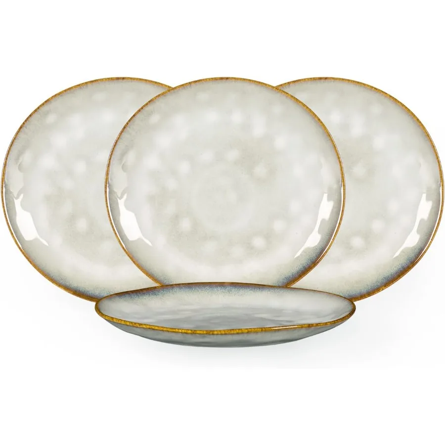 

8,5-дюймовые керамические десертные тарелки, набор из 4 предметов для сервировки тортов, закусок и салатов, фарфоровые кухонные принадлежности с реактивной глазурью, микроволновая печь