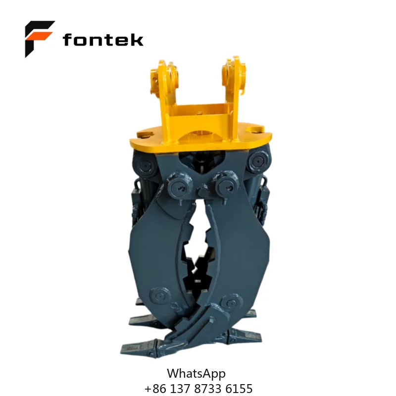 Heavy Duty Non-Rotating Excavator Rock Grapple / Stone Clamp For 5-9T Excavator