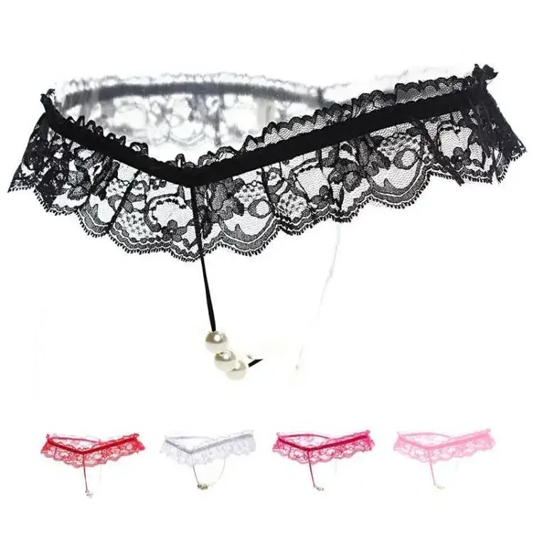 Follow Store Fan Welfare Uniform Size Lace Women's T-pants Thong Pearl Underwear Massage Fun Underwear Open Range Underwear
