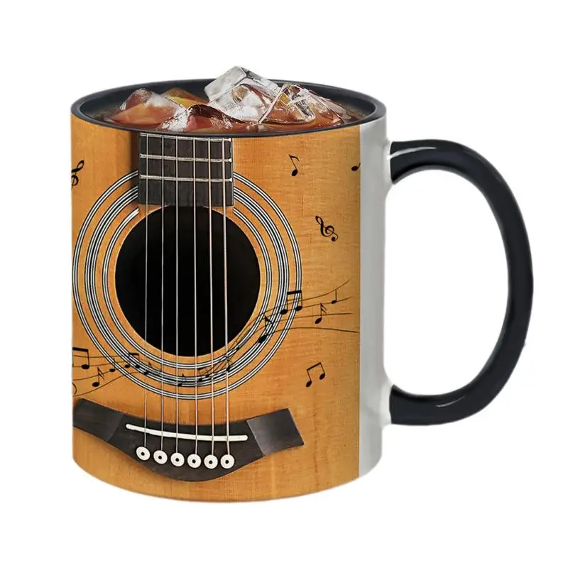 Guitar Strings Coffee Cup 350ml Ceramic Guitar Pattern Coffee Mug Musical Instruments Water Cup Bass Guitar Water Cup For Table