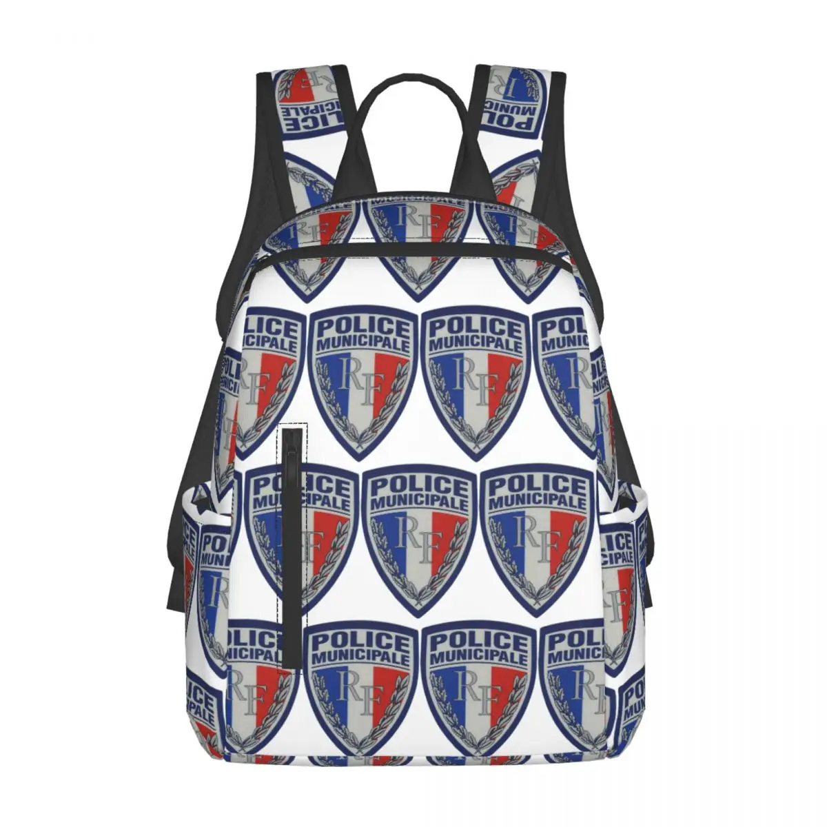 

French Municipal Police Insignia Backpack Large Capacity Children BookBag School Bag Shoulder Bags for Men Women