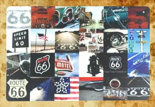Route 66 tin metal sign cottage farm advertising wall hanging