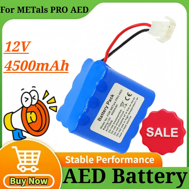

For METals PRO AED 12V 4500mAh Battery Pack AED Power Parts Non Rechargeable Disposable Battery