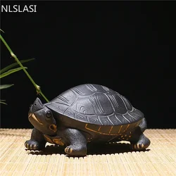 1pc Chinese Style Turtle Tea Pet Yixing Black Purple Clay Household Tea Decoration Crafts Ornament Boutique Tea Accessories