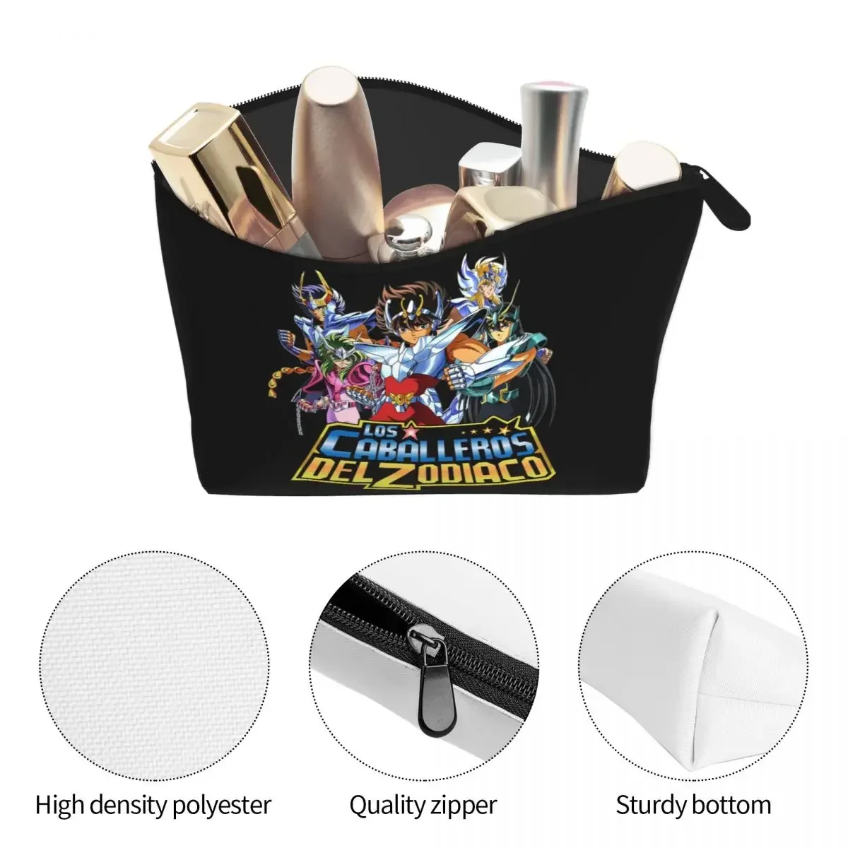 Knights Of The Zodiac Saint Seiya Women Cosmetic Bags Travel Makeup Organizer Pouch Toiletry Storage Dopp Kit Case