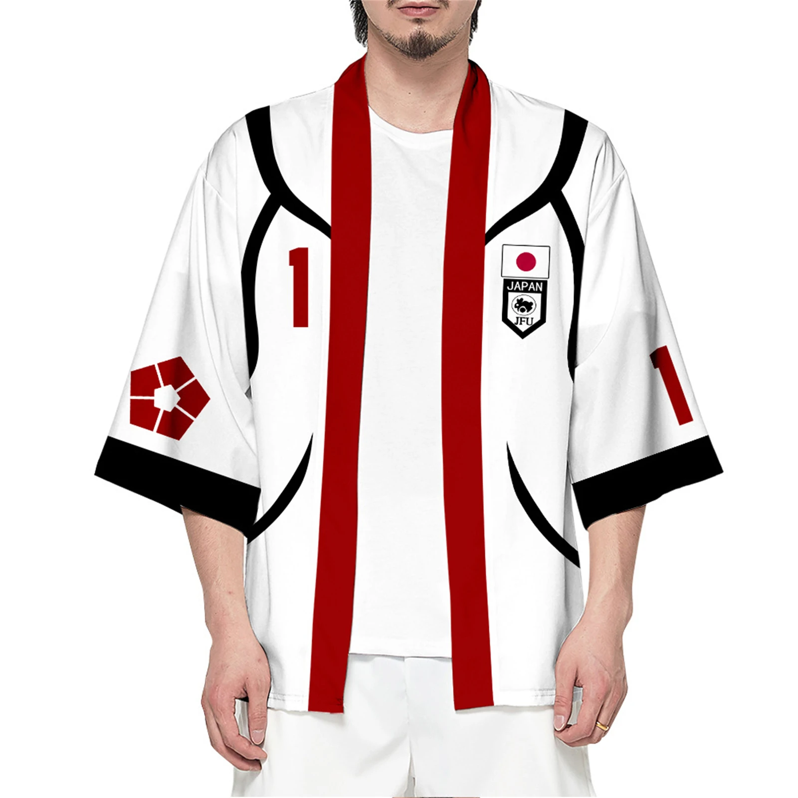 

Isagi Yoichi White Cosplay Kimono Lock Bachira Meguru Printed Cardigan Anime Casual Summer Kimono Halloween Uniform