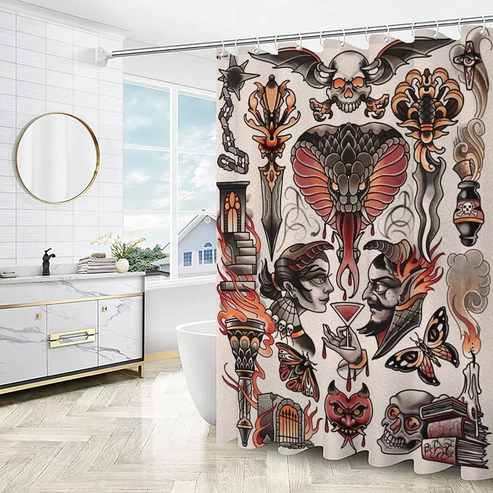 

Новая школьная татуировка, европейские занавески для Quarto, занавески для душа, наборы для ванной комнаты, полный комплект, складная перегородка, аксессуары для ванной комнаты, спальни