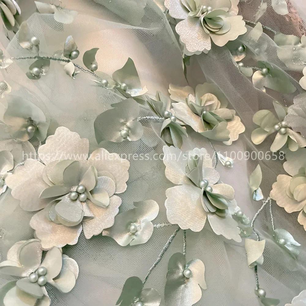 Sage 14 Color Beads 3D Flower Stapled Lace Fabric Wedding Dress DIY  Children's Clothing Sewing Fabric - AliExpress 15