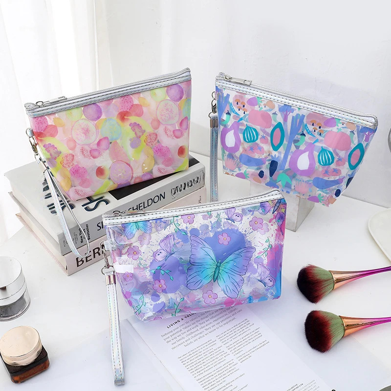 PVC Women Portable Makeup Bag Travel Transparent Toiletries Organizer Waterproof Cosmetic Bag Female Wash Make Up Storage Bag