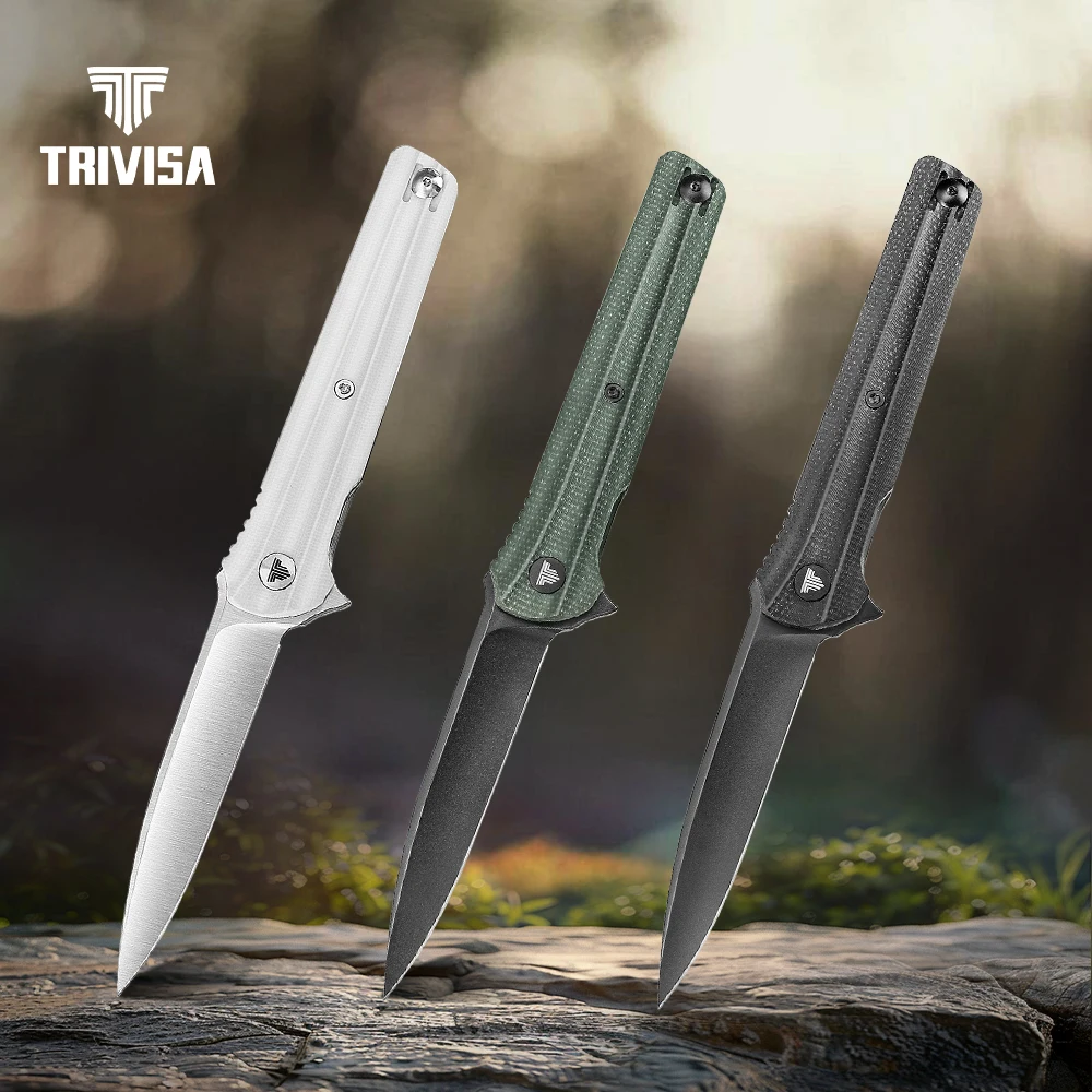 

Карманный складной нож TRIVISA Seagu11 для мужчин Sandvik14C28N, стальное лезвие Micarta G10, ручка для охоты, кемпинга, пешего туризма, рыбалки