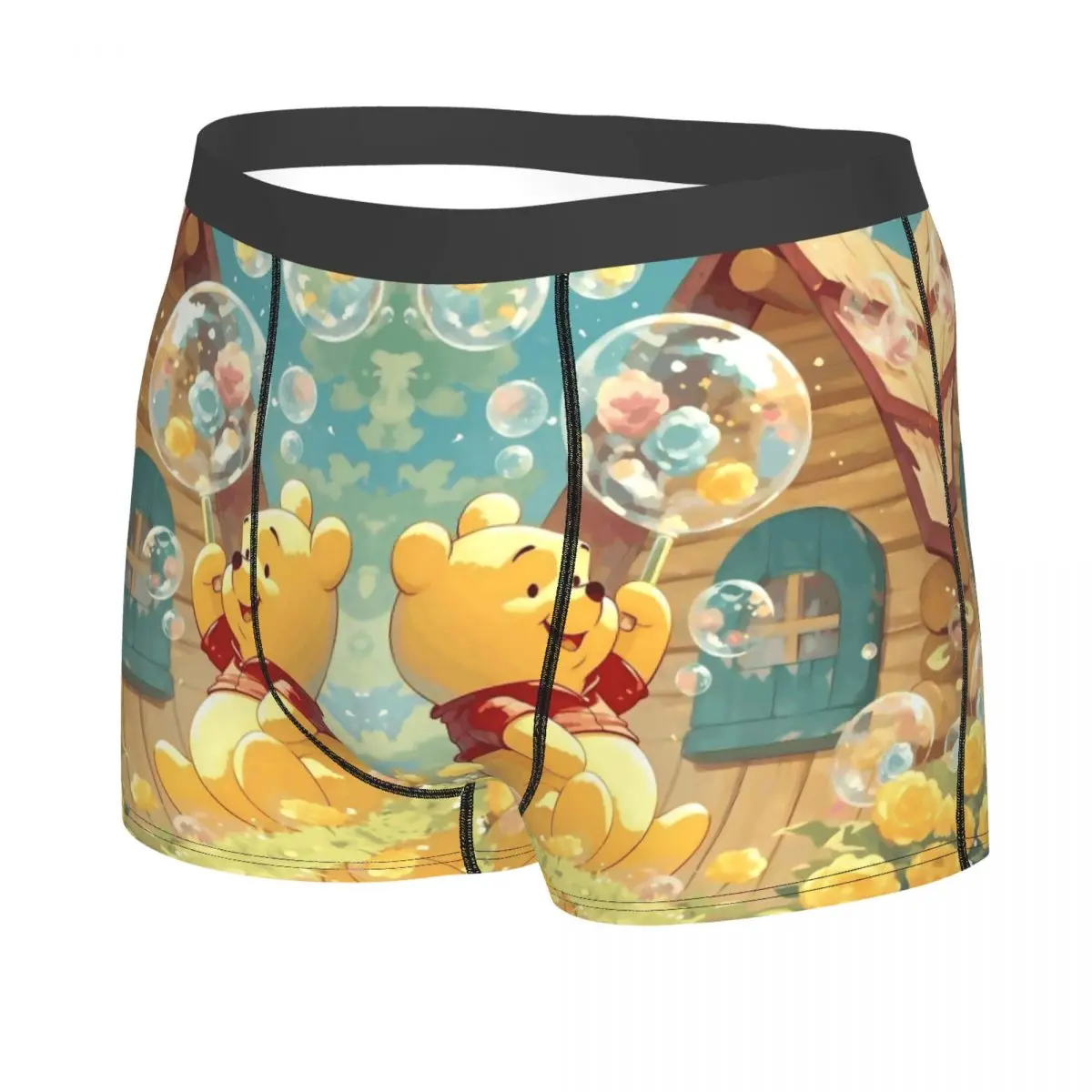 Calzoncillos Boxer de Winnie Pooh adorables personalizados para hombre, ropa interior con estampado 3D de oso amarillo, bragas, calzoncillos transpirables