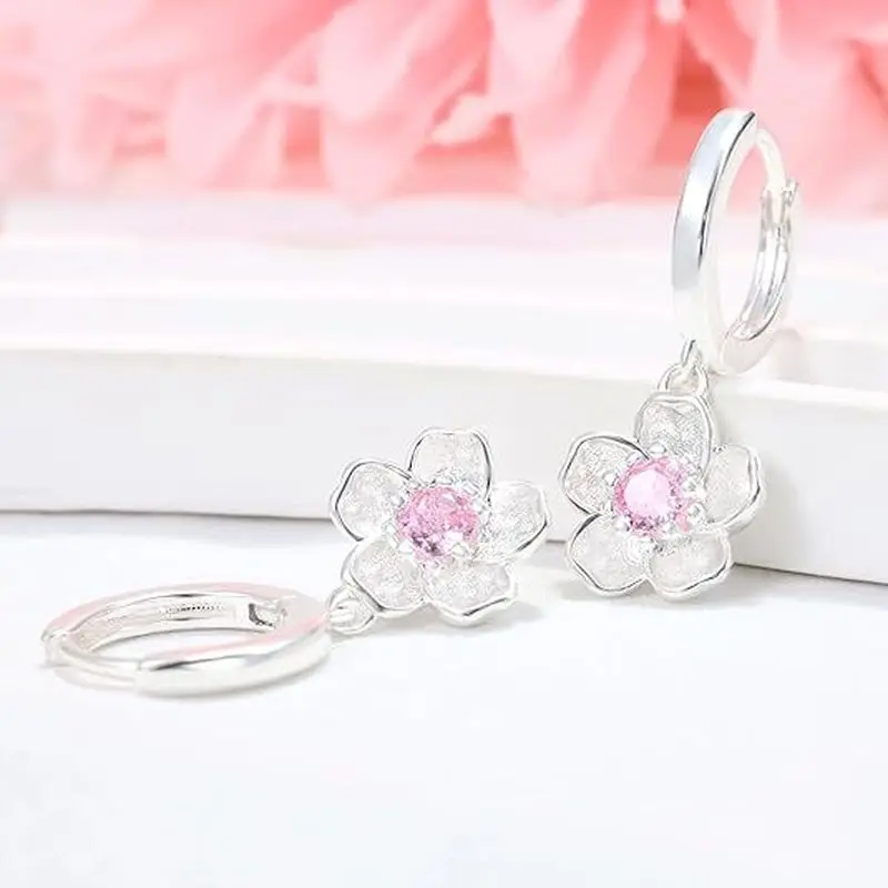Sterling Silver Earrings Jewelry High Quality Retro Simple Pattern Purple White Zircon Earrings Hot Sale