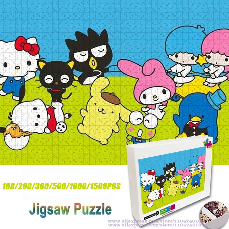 

Sanrio Characters Puzzle Jigsaw 108/200/300/500/1000/1500Pcs Intelligence Puzzles Hello Kitty and Friends Diy Jigsaw Puzzle