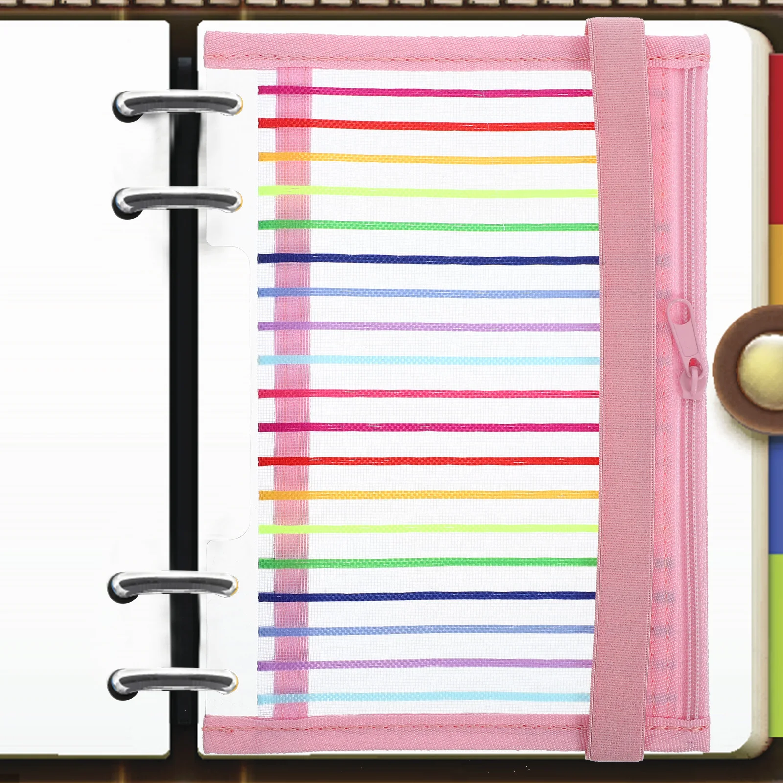 B6 Size Transparent Zipper Bag Mushroom Hole Loose Leaf Notebook Pocket Reusable Binder Pocket Organizer Notebook Supply
