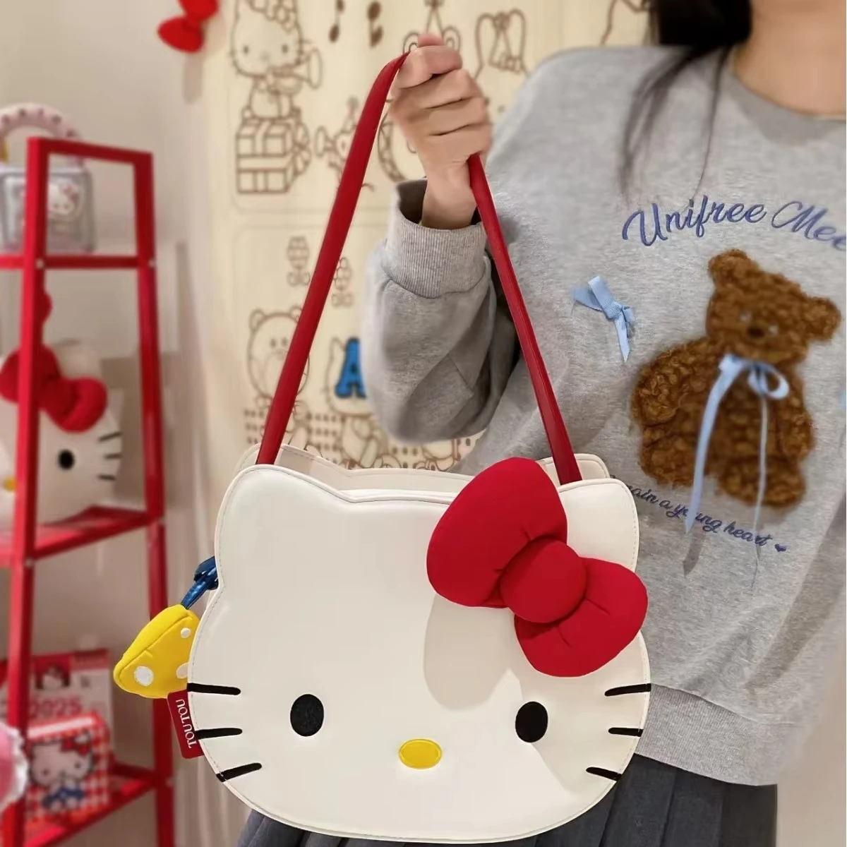 Anime Hello Kitty Kawaii Schoudertas Sanrio Opslag Reizen Messenger Bag Dagelijks woon-werkverkeer Hoge capaciteit Meisjes Verjaardagscadeau
