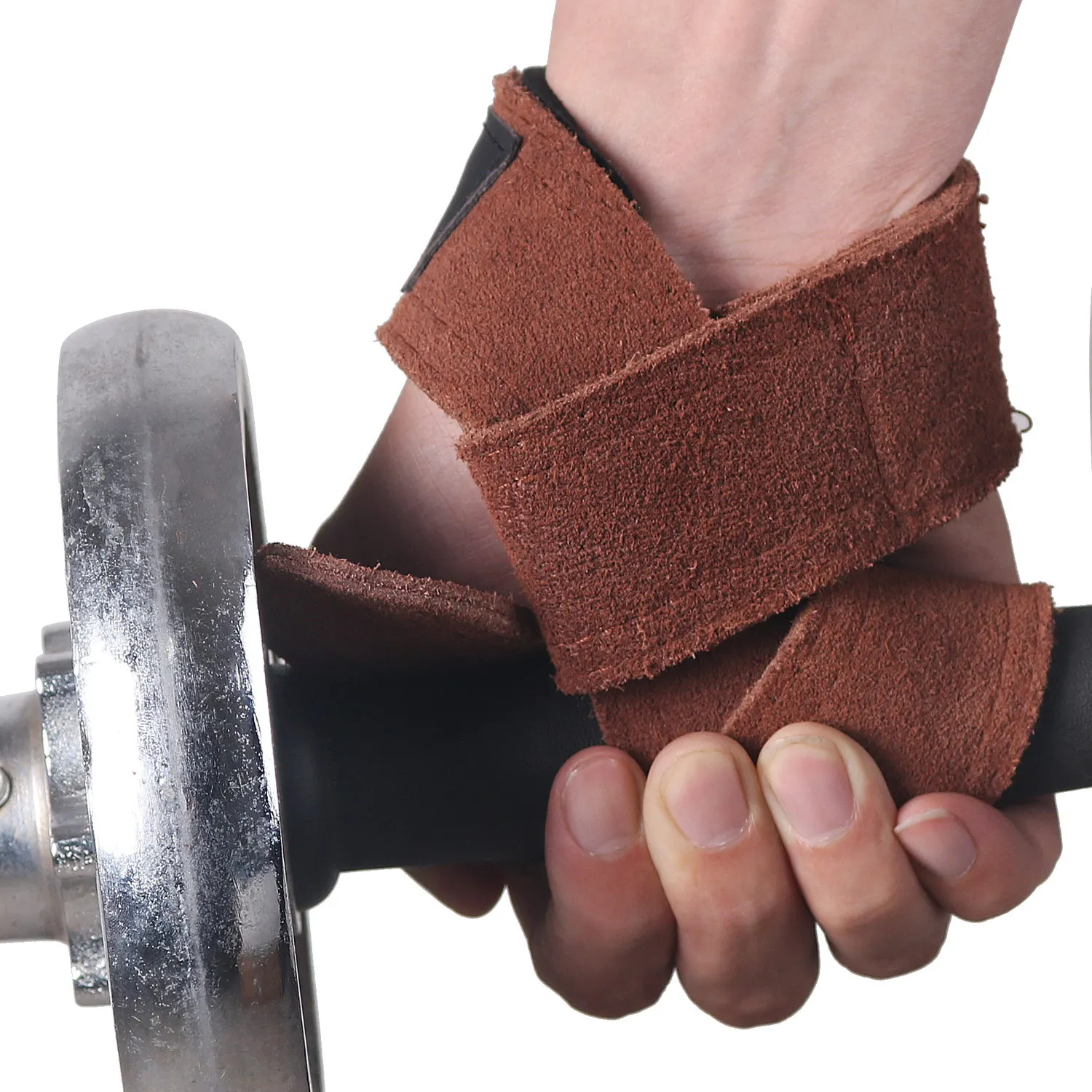 Leather Weight Lifting Straps,Padded Cowhide Straps For Deadlift Barbells,Non Slip Soft Grips,Powerlifting Straps
