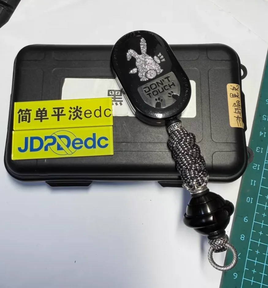 Used EDC Sugar God Black Rabbit+Happy Planet Blade Pendant Stainless Steel Black Fierce Rabbit fidget slider decompression toy