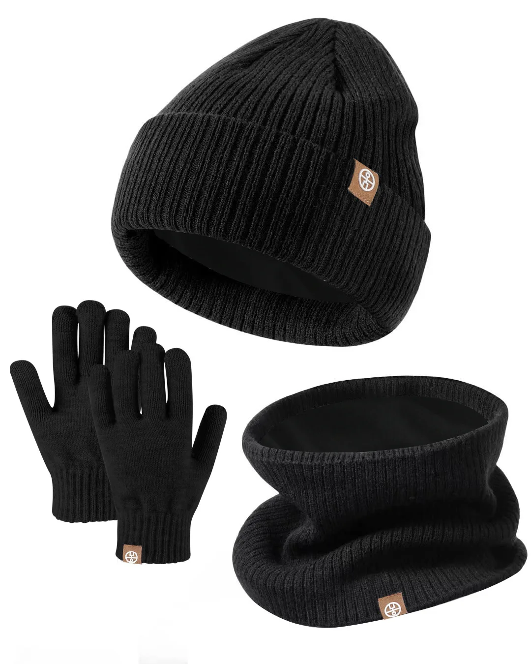Conjunto de cachecol térmico de lã de alpaca infantil, conjunto de malha quente de 3 peças, calor ao ar livre, meninos e meninas, inverno, 3 em 1