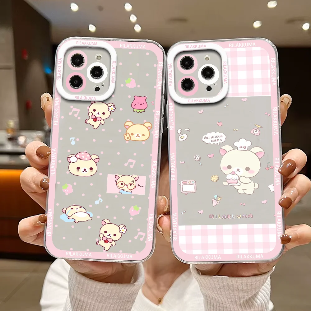 

Cartoon R-rilakkuma Cute Phone Case For IPhone 12 11 13 14 15 16 17MINI Max Pro Plus Shockproof Soft Clear Back Cover Coque