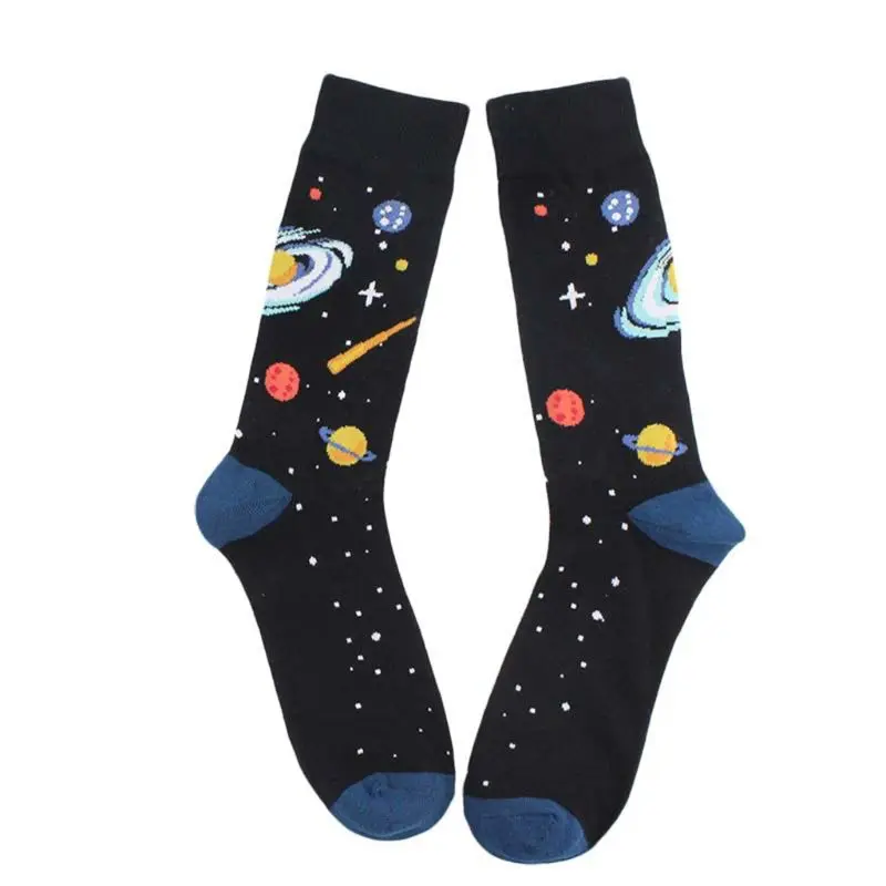 Men Novelty Socks Solar System Rocket Astronaut Planet Harajuku Hosiery