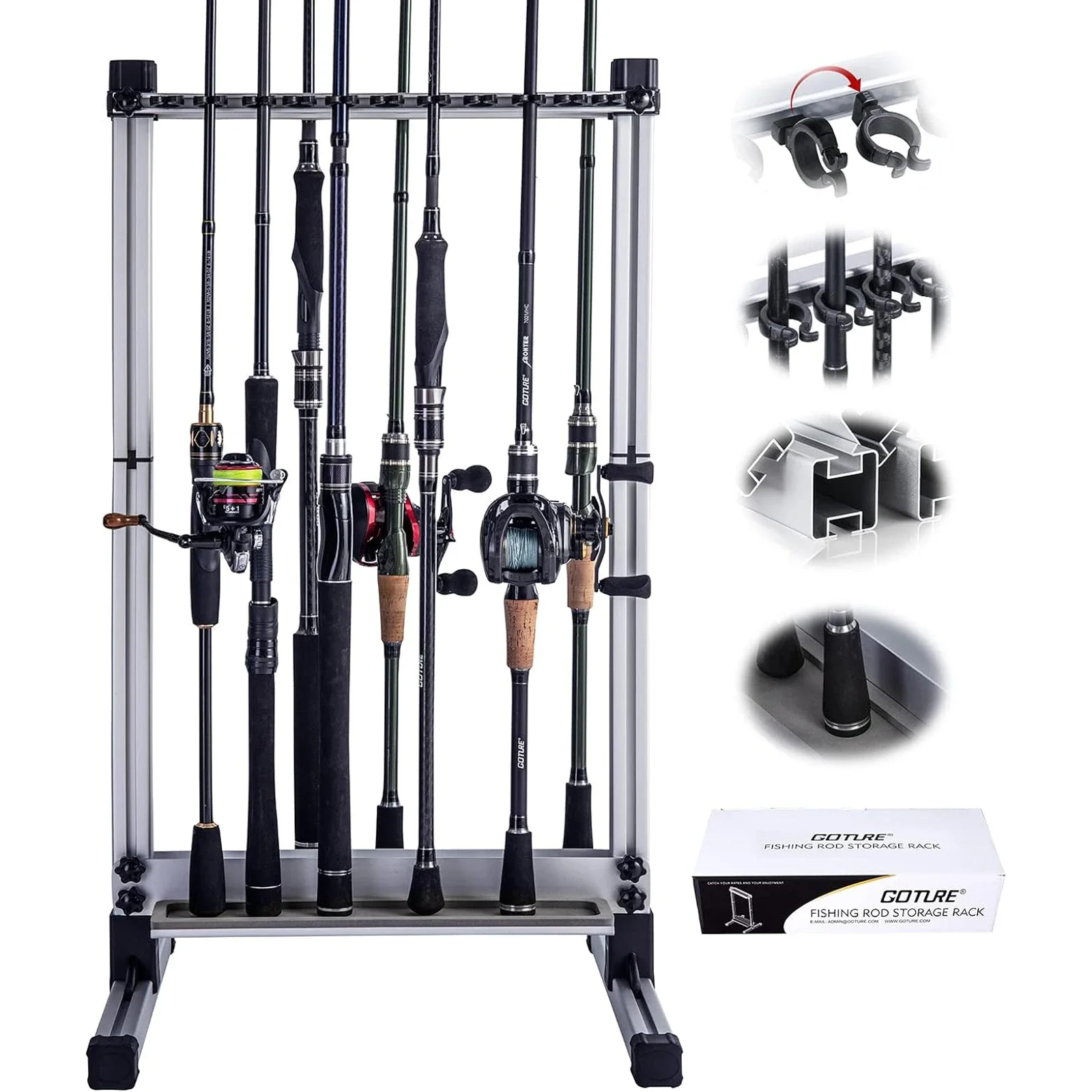 goture ajustavel vara de pesca titular rack para casa garagem de armazenamento engrenagens de pesca presentes para homens groove 24 01