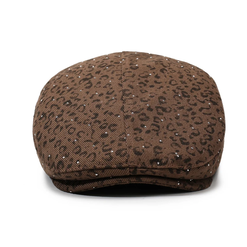 Vintage-Zeitungsjungenmütze mit Leopardenmuster für Damen – Outdoor-Casual-Urlaub, modische, vielseitige Baskenmütze – Detail 2