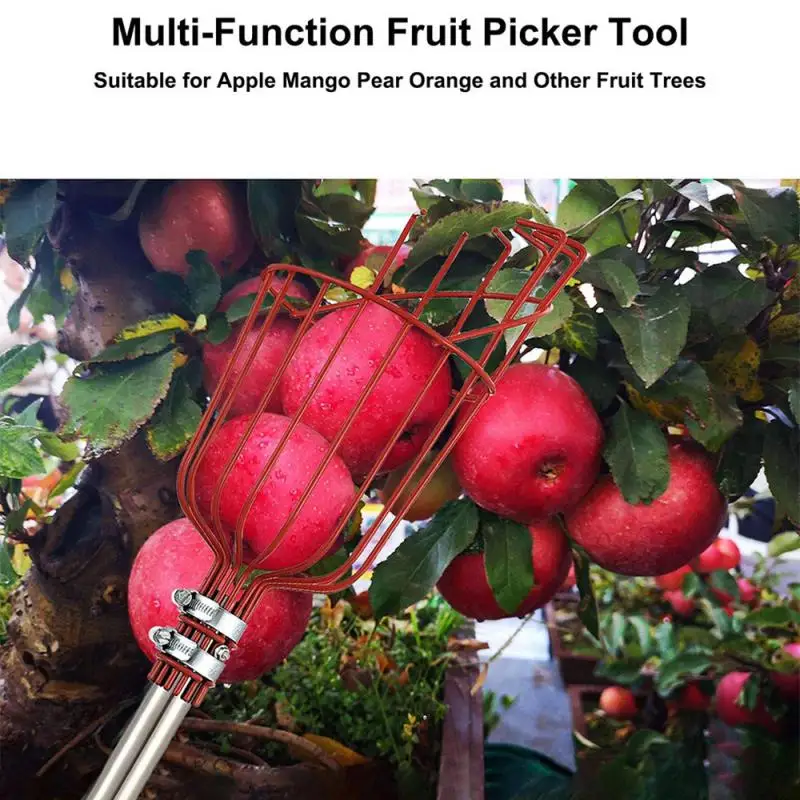 Fruit Picker 1.6m Adjustable Deep Basket Convenient Harvesting Fruit Collector Catcher Peach Picking Garden Tools