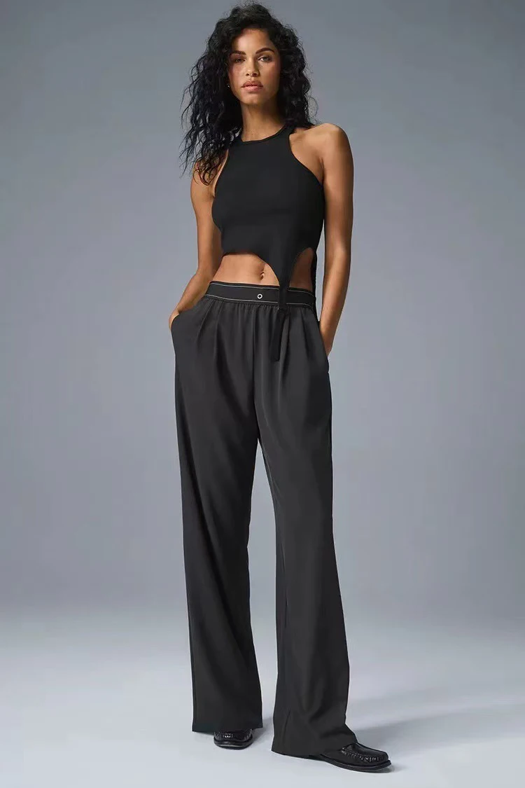 

Casual pants female summer new loose drape pants high waist thin sports pants