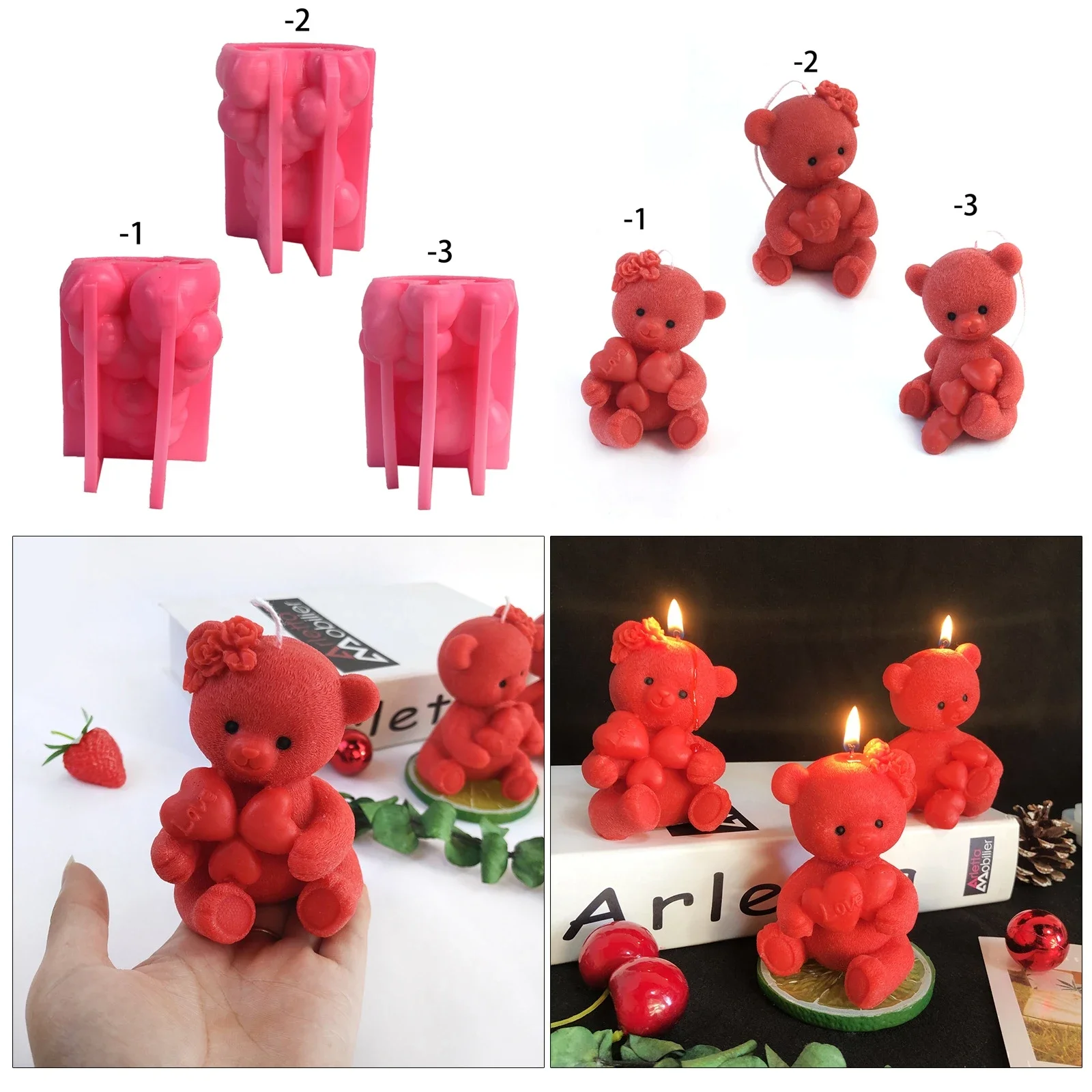 DIY Hugging Love Bear Scented Candle Mold Valentine's Day Wedding Gift Wedding Souvenir Cute Bear Grinding Tool Home Decor