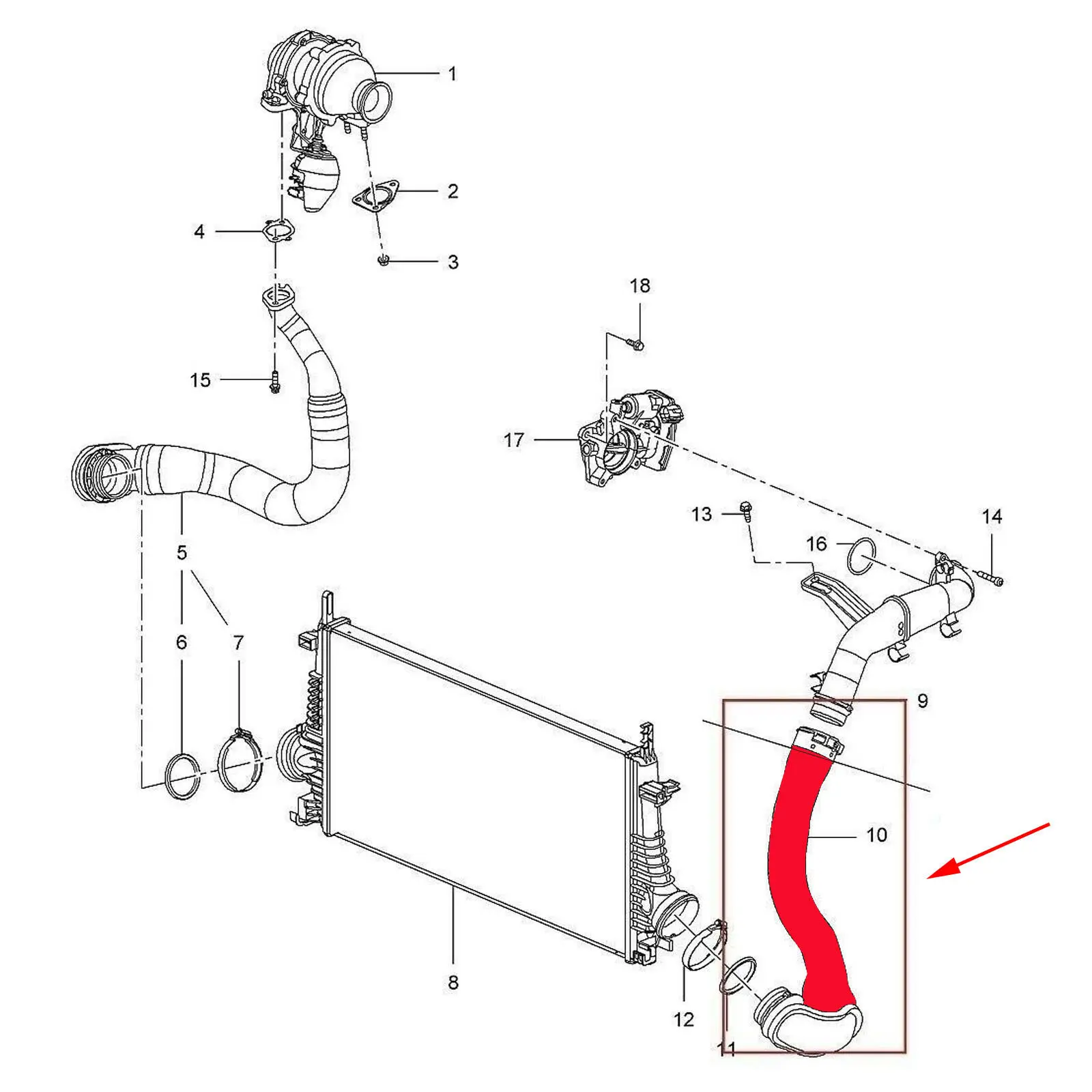 1 قطعة سيارة توربو المبرد خرطوم الأنابيب ل فوكسهول إنسيجنيا 2.0 Cdti 81 96 118KW 2008-ONWARDS OEM23163578 اكسسوارات السيارات