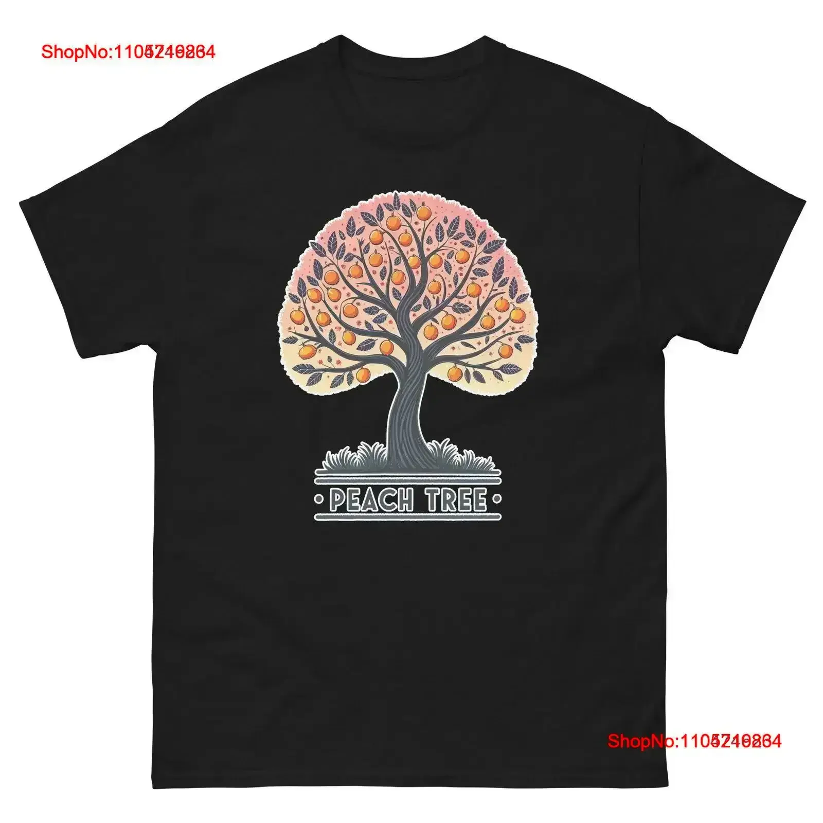 تي شيرت شجرة الخوخ والبستنة والمناظر الطبيعية والبستنة تي شيرت عتيق مغسول للارتداء اليومي ملابس شارع جرافيك عتيقة #1