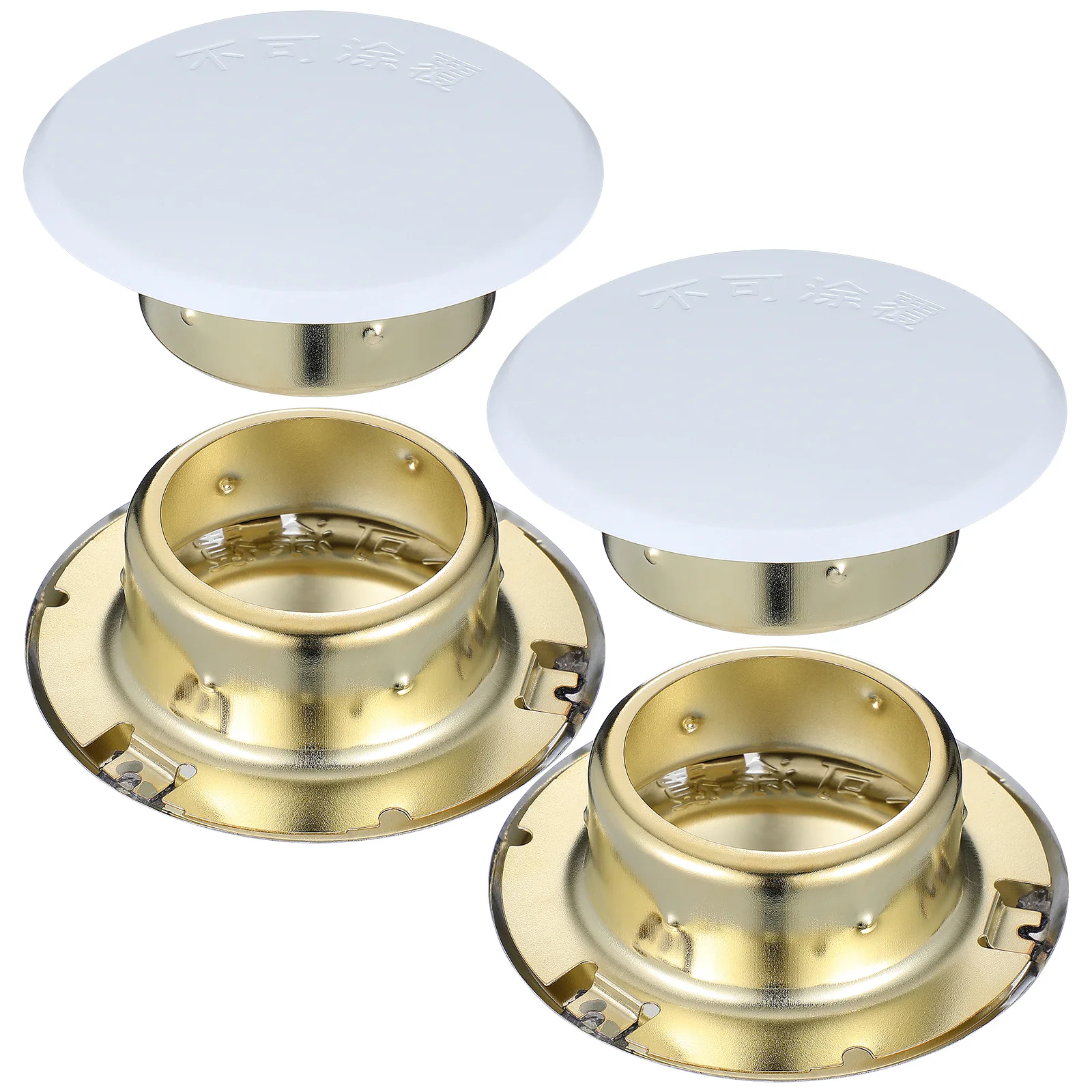 

4pcs Concealed Sprinkler Cover Plate Metal Fire Sprinkler Decorative Cap For Ceiling Residential Commercial Areas, Flat Guard