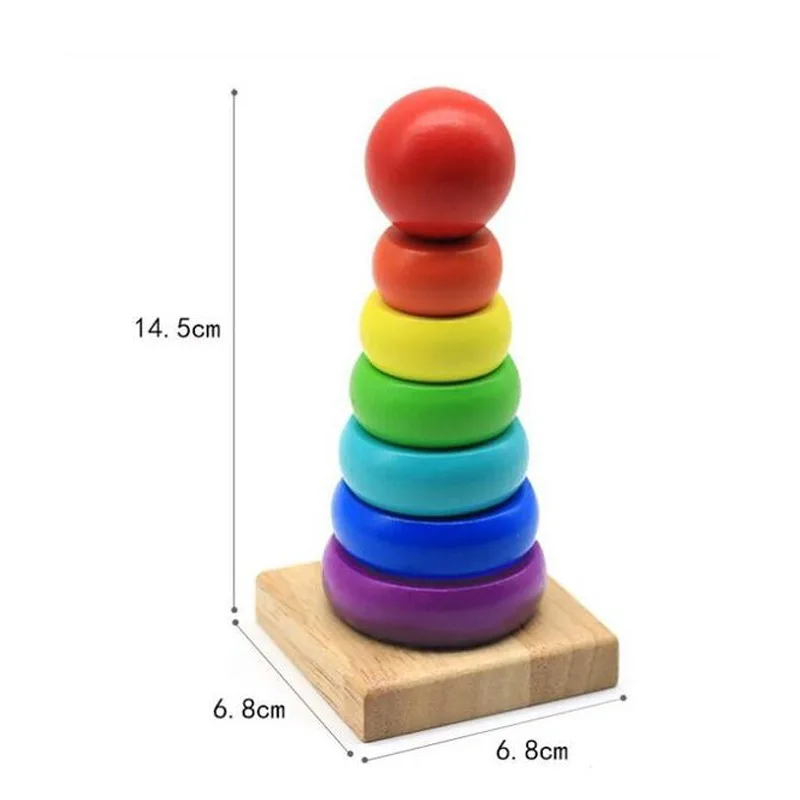 Wooden Kids Rainbow Tower Parent-child Fun Interactive Board Game Baby Size Color Early Education Puzzle Toys Montessori for Kid