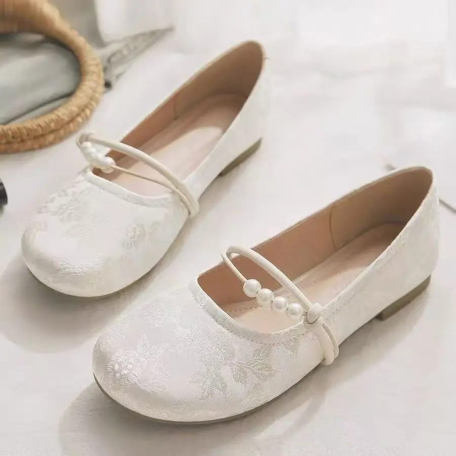 

New Arrival Women's Low Cut Slip-On Shoes Elegant French Style Pair Well with Skirts round Toe Low Heel Ultra Leather Summer