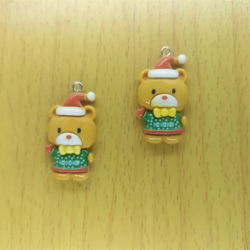 

10pcs Resin Christmas Bear Charms Cartoon Animal Charm Pendant DIY Earrings Necklaces Key Chain Jewelry Making Accessories