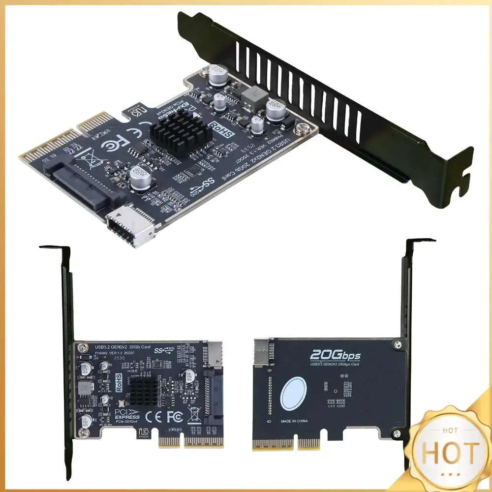 

USB 3.2 GEN2 20Gb Riser Board PCI Express X4 To Type E Expansion Card Riser Converter for Desktop PC Front Panel TYPE C