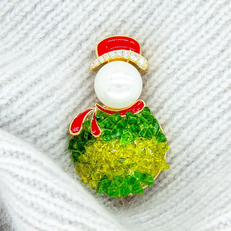 

Классическая брошь-снеговик со стразами, милые булавки для шарфа в виде рождественской елки, зеленые эмалевые аксессуары с кристаллами для женщин и мужчин, ювелирные подарки