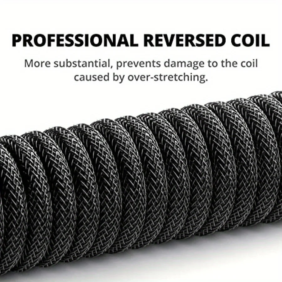 Braided Coiled Keyboard Cable USB-A to Type-C, Zinc Alloy Aviator Connector Mechanical Keyboard Wire with Dust Plug, 8K Spring Data Cable for Magnetic Switch Keyboards
