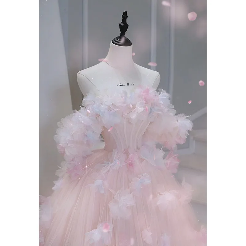 2025 novo vestido de casamento de noivado doce feminino moda rosa brinde vestido luz luxo nicho adulto anfitrião vestido de formatura